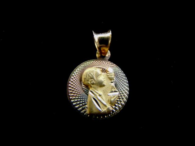 Vintage 14K Yellow White & Rose Gold Religious Pendant (1 of 2)