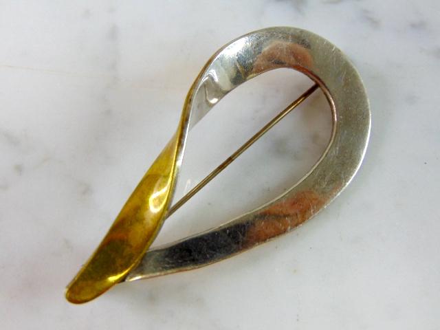 Womens Vintage Estate Sterling Silver Modernist Brooch (1 of 3)
