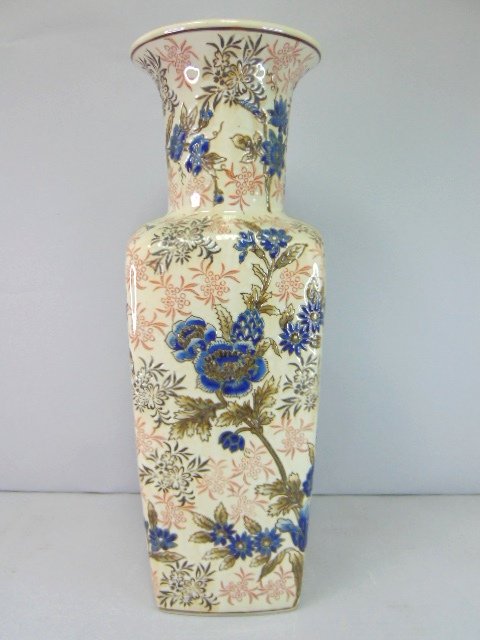 Decorative Chinese Porcelain Floral Temple Urn Vase (1 of 6)