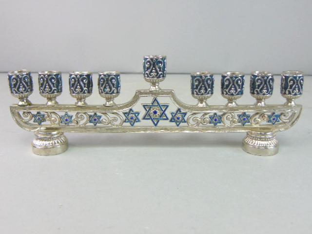 Decorative Silver Plated Jewish Hanukkah Menorah (1 of 7)