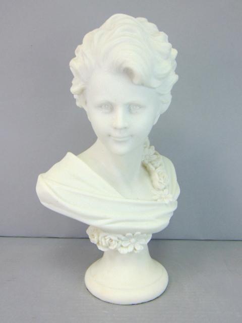 Victorian Bust Statue Of Archer Girl W/ Marble Finish (1 of 7)