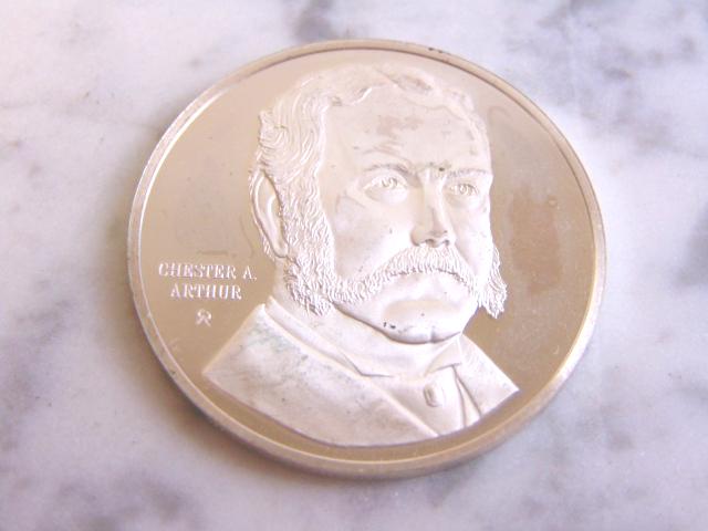 COLLECTIBLE CHESTER ARTHUR STERLING COIN MEDAL (1 of 2)
