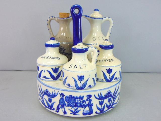 Vintage Estate Dutch Delft Style Porcelain Cruet Set (1 of 12)