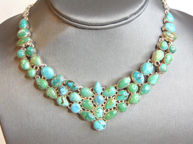 Womens Vintage Sterling Silver Turquoise Necklace (1 of 3)