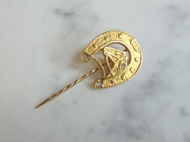 Womens Vintage Estate 18K Gold Diamond Lucky Horse Shoe (1 of 2)