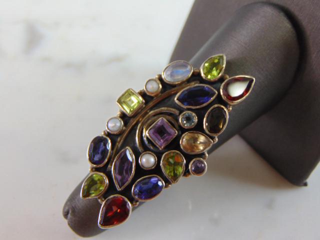 Womens Vintage Estate Sterling Silver Multi Stone Ring (1 of 5)