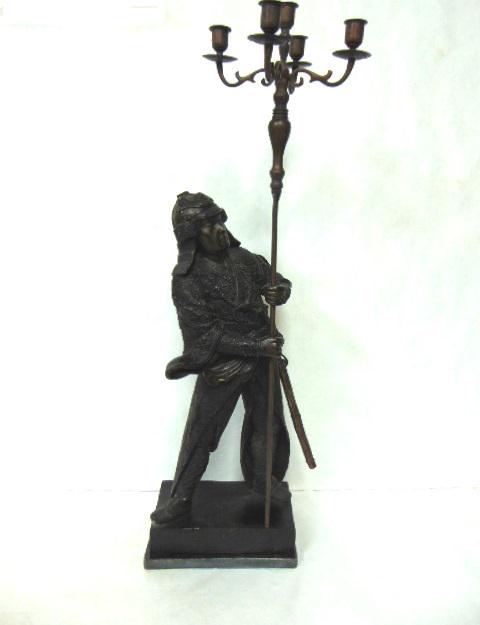 VINTAGE BRONZE CHINESE WARRIOR WITH CANDLE HOLDER (1 of 6)