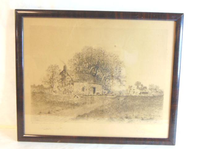 ANTIQUE ENGRAVING LITHO LINCOLNS CABIN BY LH KING (1 of 5)