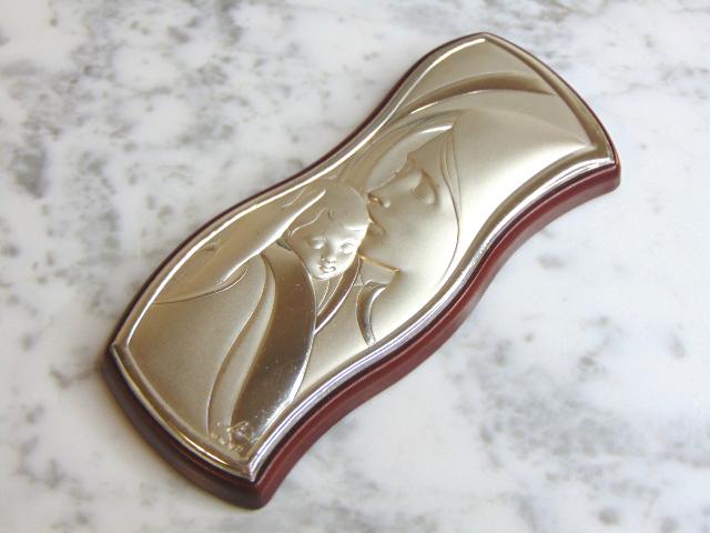 STERLING SILVER MADONNA W/ BABY ITALIAN PLAQUE (1 of 3)