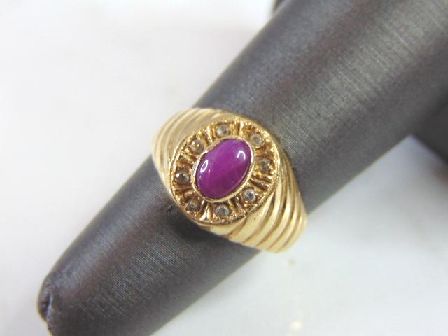 Womens Vintage Estate 14k Gold Ring w/ Pink Stone (1 of 4)