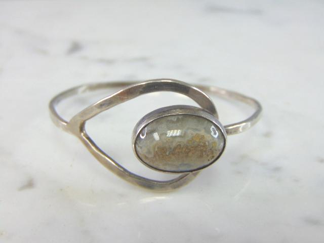 Womens Vintage Estate Sterling Silver Agate Bracelet (1 of 3)