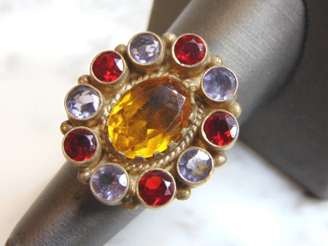 Womens Vintage Estate Sterling Silver Multi Stone Ring (1 of 3)