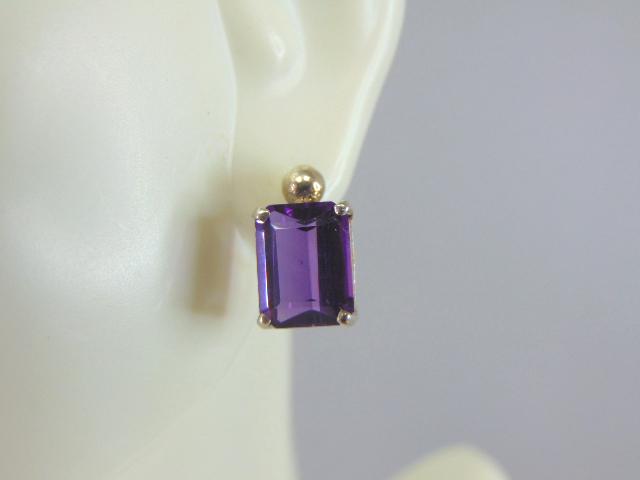 Womens Vintage Estate Sterling Silver Amethyst Earrings (1 of 4)