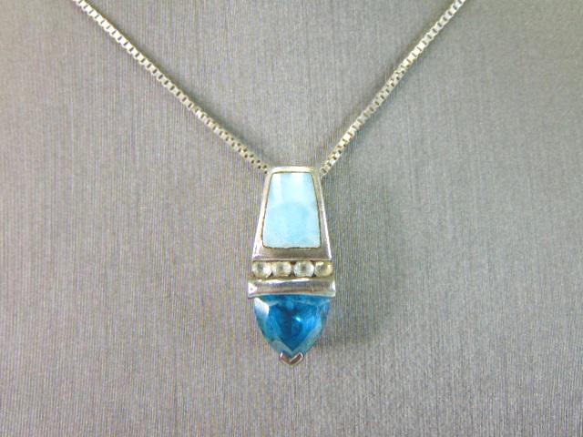 Womens Vintage Sterling Silver Multi-Stone Necklace (1 of 3)