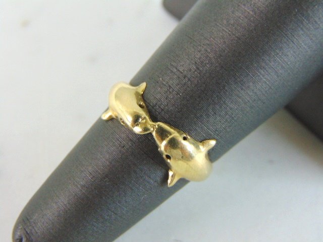 Womens Vintage Estate 14K Yellow Gold Dolphin Ring (1 of 5)