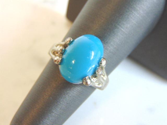 Womens Vintage Sterling Silver Turquoise Colored Ring (1 of 4)