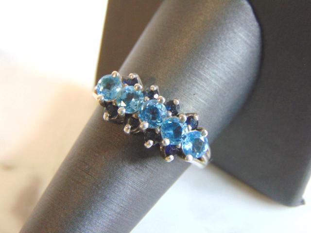 Womens Vintage Sterling Silver Aquamarine Colored Ring (1 of 4)
