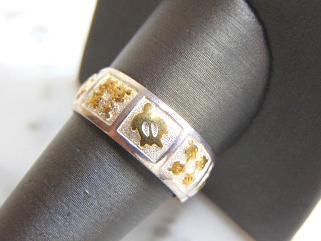 Womens Vintage Sterling Silver Gold Tone Turtle Ring (1 of 3)