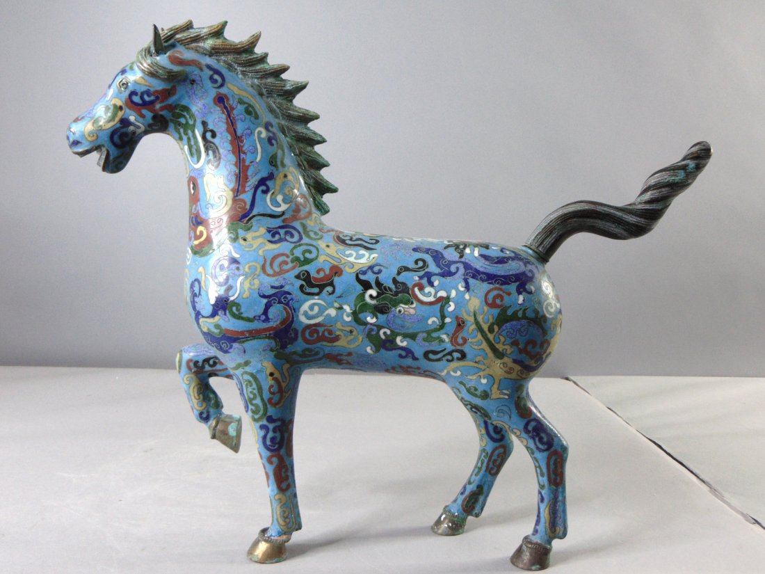 Vintage Antique Chinese Cloisonne Ming Style Horse Figure