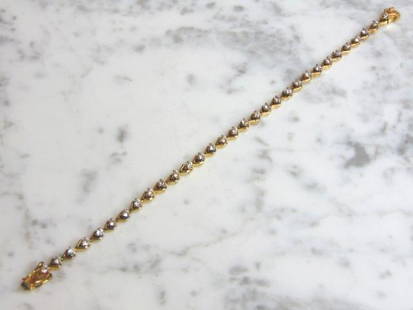 Womens Vintage Sterling Silver Gold Tone CZ Bracelet: FOR SALE IS A LOVELY VINTAGE ESTATE .925 STERLING SILVER GOLD TONE CZ STONES BRACELET. NOT SURE IF STONES ARE REAL OR MAN MADE. BRACELET MEASURES 7 3/4" LONG BY 1/8" WIDE AND WEIGHS 9.7g. THIS