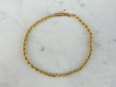 Womens Vintage Estate 14K Yellow Gold Rope Bracelet