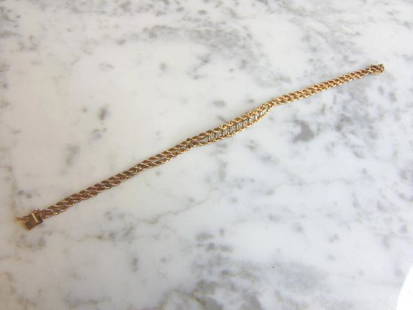 Womens 14K Yellow Gold Rope Bracelet w/ Diamond: A LOVELY VINTAGE ESTATE 14K YELLOW GOLD ROPE BRACELET WITH ABOUT .24cts OF DIAMONDS. THE BRACELET WEIGHS 8.6g AND MEASURES 7" LONG FROM THE CLASP, BY 1/4" WIDE. WOULD MAKE A GREAT GIFT FOR THAT