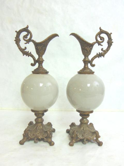 PR VICTORIAN STYLE BRONZE PORCELAIN CANDLESTICK HOLDERS (1 of 5)