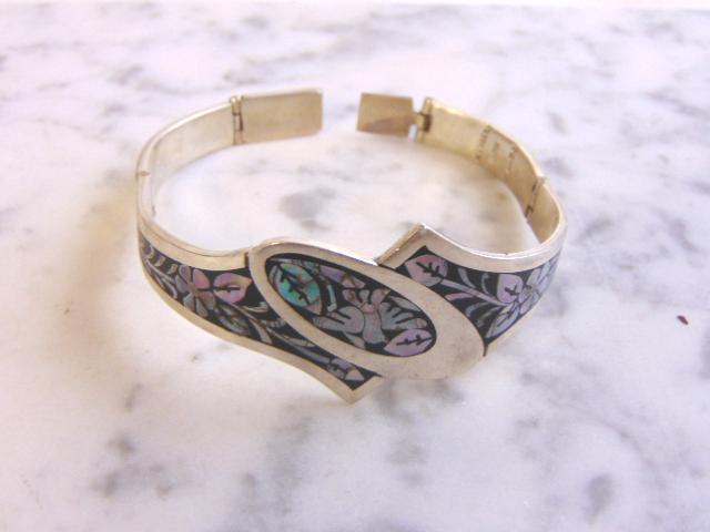 Womens Sterling Silver Bracelet w/ Abalone (1 of 2)