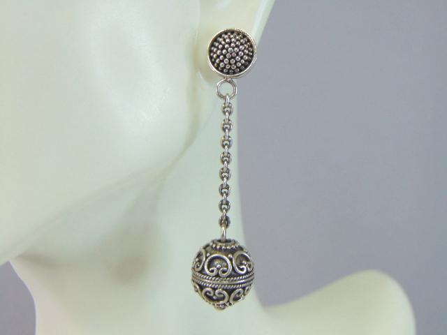 Womens Vintage Estate Sterling Silver Dangle Earrings (1 of 3)