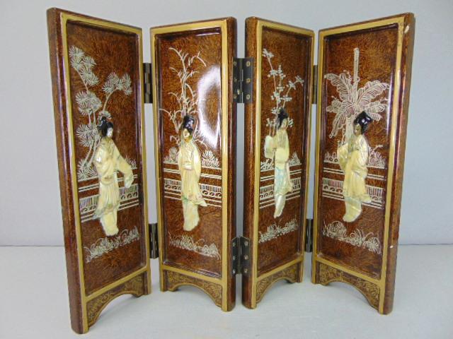 Decorative Miniature Chinese Changing Screen W/ Mop (1 of 9)
