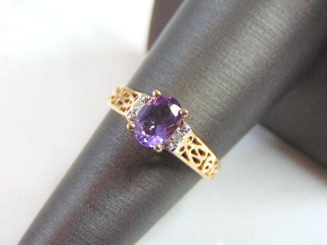 Womens Vintage Estate 10k Gold Amethyst Ring (1 of 5)