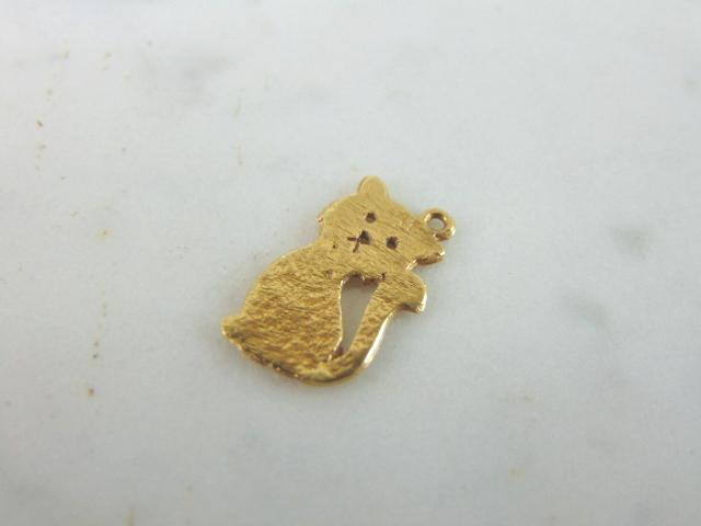 Womens Vintage Estate 14K Gold Cat Charm Pendant (1 of 3)