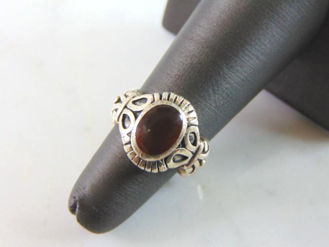 Womens Vintage Estate Sterling Silver Carnelian Ring (1 of 4)