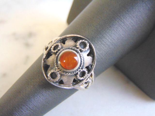Sterling Silver Ring w/ Citrine or Amber Colored Stone (1 of 4)
