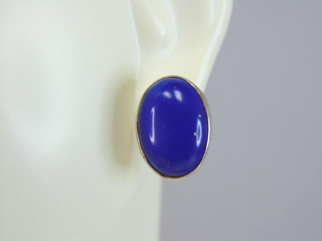 Womens Vintage Estate Sterling Silver Lapis Earrings (1 of 3)