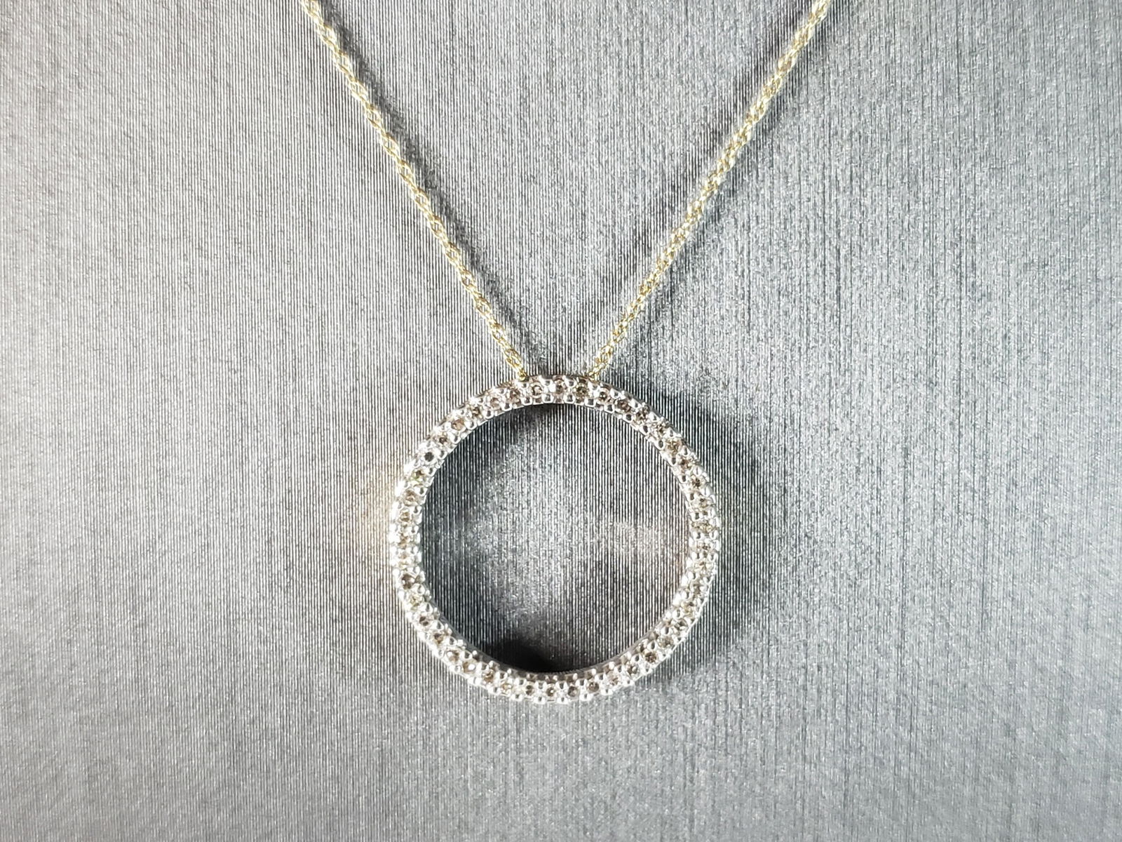 Womens Vintage Estate 10K Gold Diamond Eternity Pendant w/ Necklace (1 of 4)