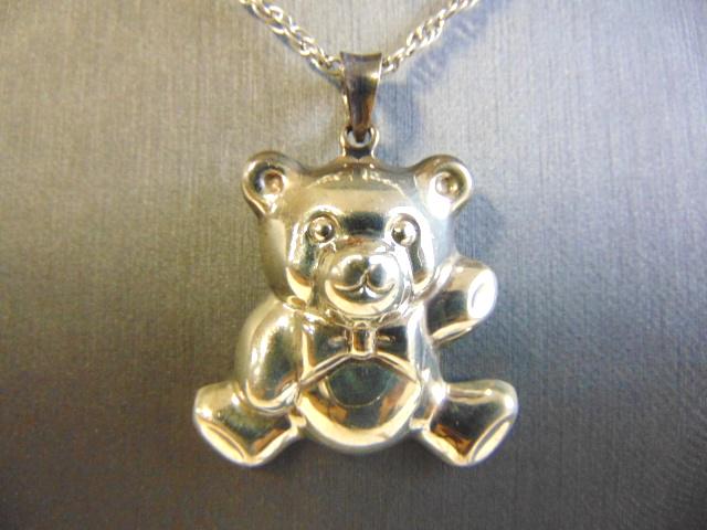 Vintage Sterling Silver Necklace w/ Teddy Bear Pendant (1 of 3)