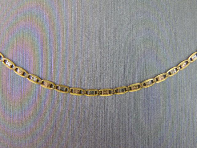 Girls Vintage Estate 10k Mixed Gold Chain Link Necklace (1 of 3)