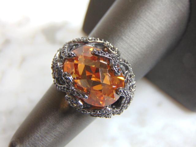 Womens Vintage Sterling Silver Citrine Stone Ring (1 of 4)