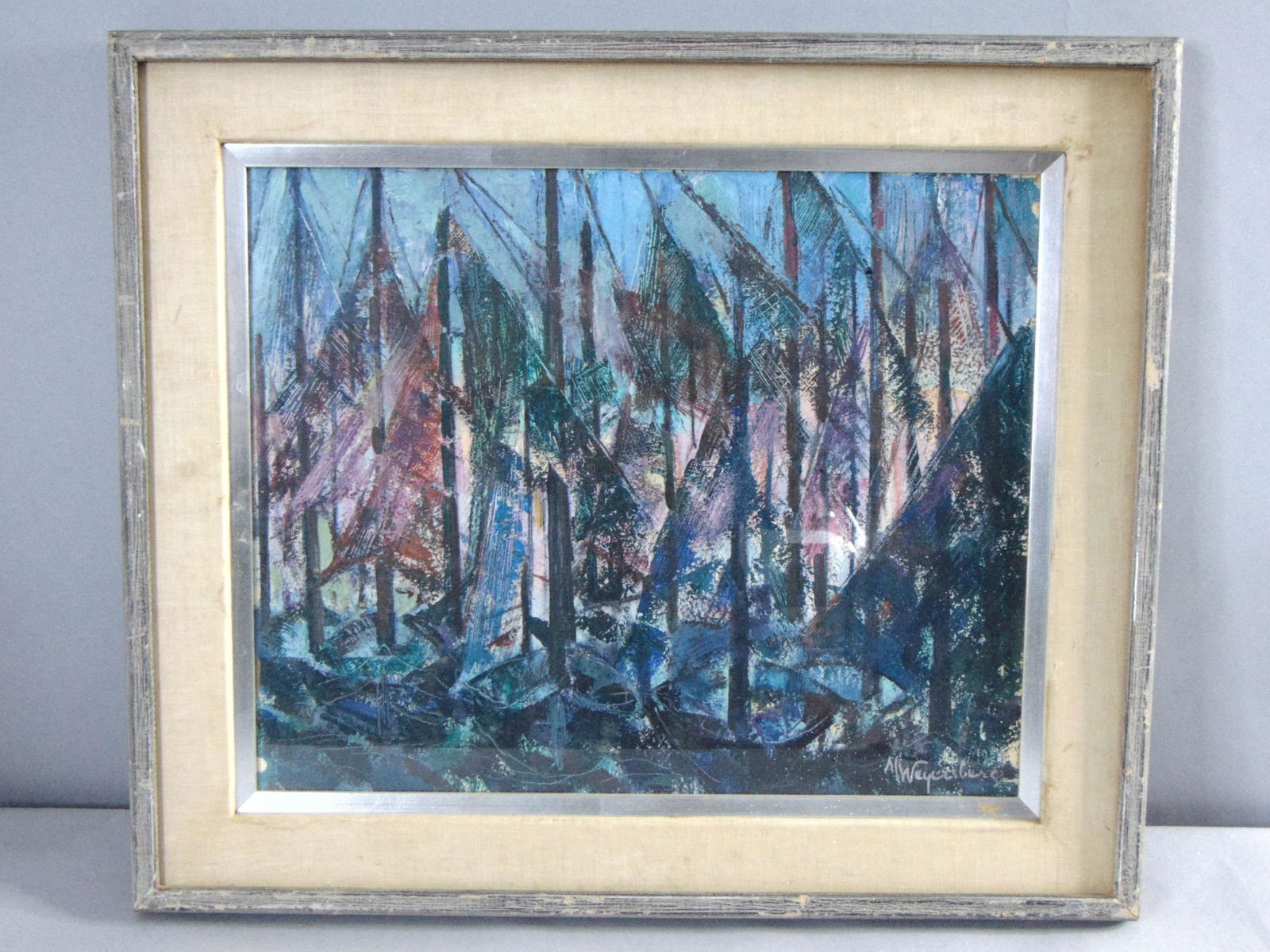Vintage Artist Signed & Dated Abstract Framed Painting (1 of 8)