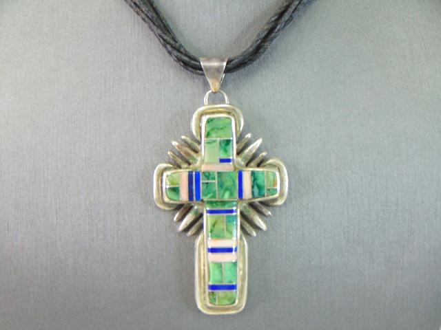 Womens Sterling Silver Multi-Stone Cross Necklace (1 of 4)