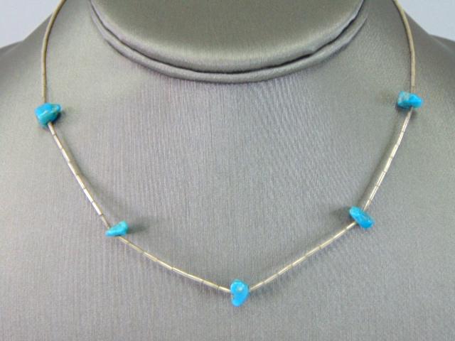 Womens Vintage Sterling Silver Turquoise Necklace (1 of 2)