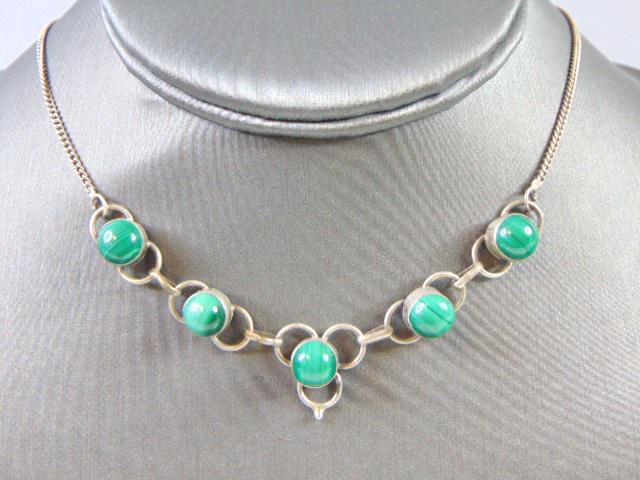 Womens Vintage Sterling Silver Malachite Necklace (1 of 2)