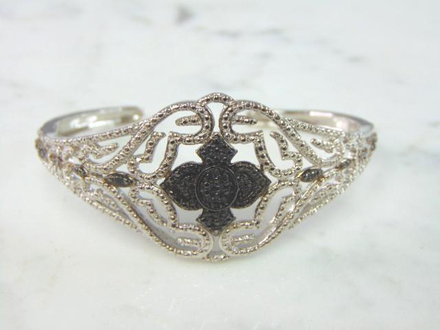 Womens Vintage Sterling Silver Modernist Cuff Bracelet (1 of 4)