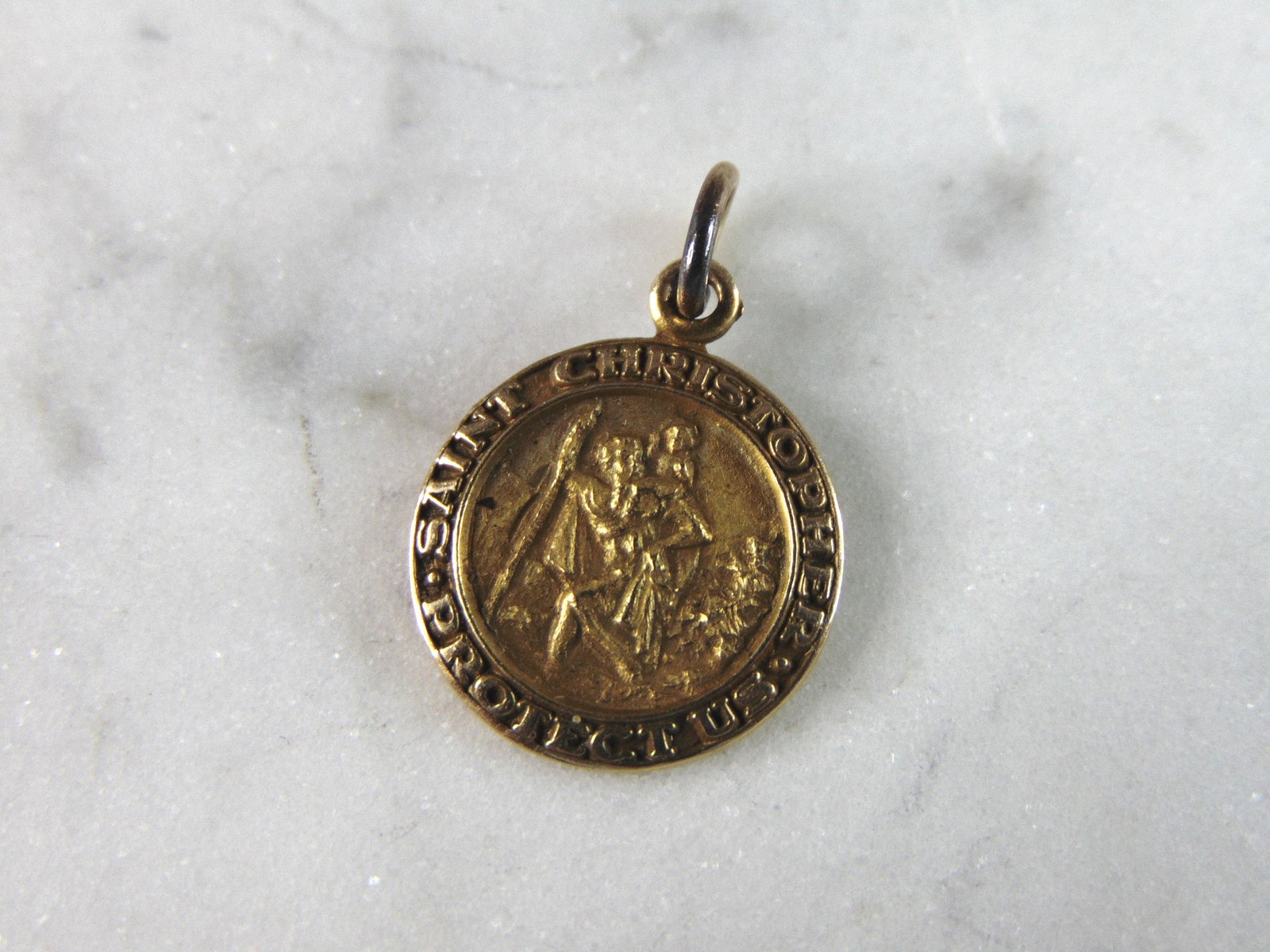 Vintage Estate 14K Yellow Gold Religious St. Christopher Charm (1 of 3)