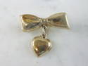 Womens Vintage Estate Sterling Silver Heart Brooch