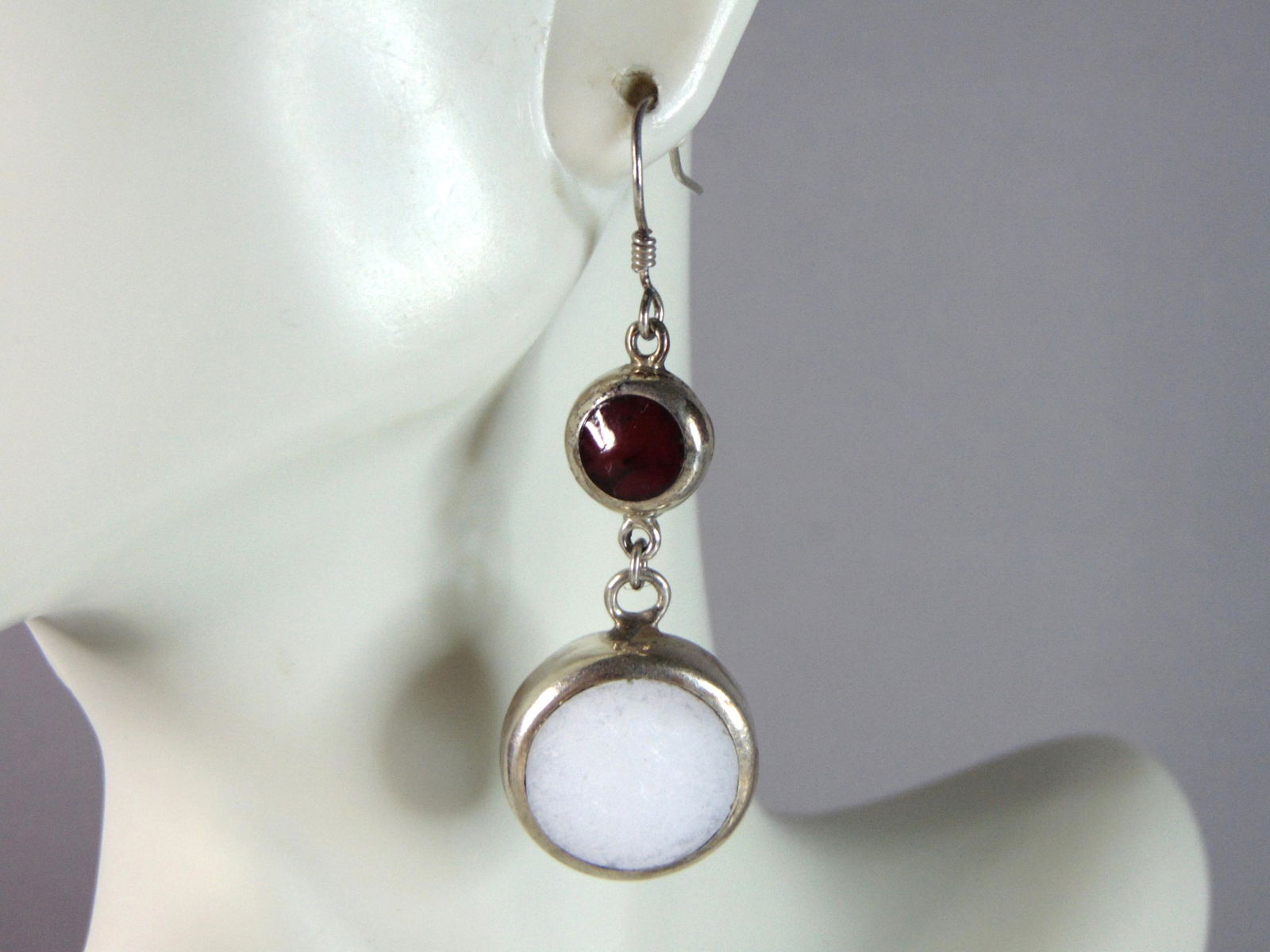 Womens Vintage Estate Sterling Silver Multi-Stone Earrings (1 of 3)