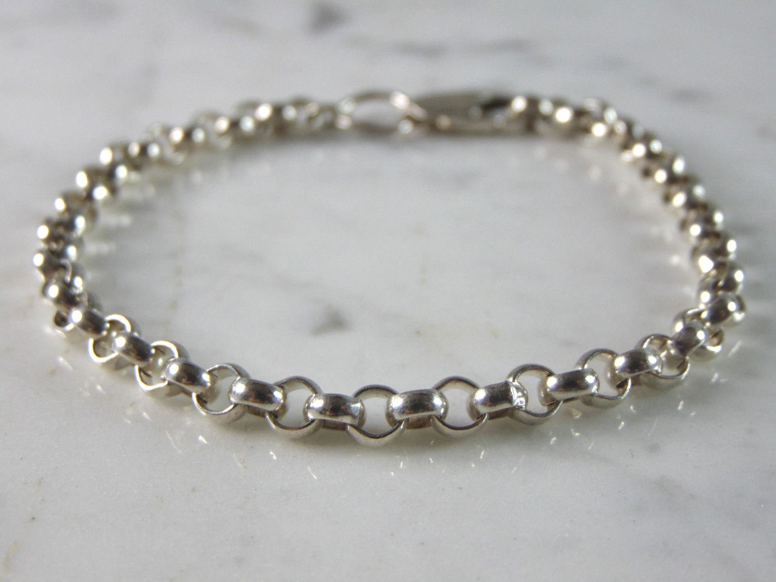 Womens Vintage Estate Sterling Silver Modernist Link Bracelet (1 of 4)