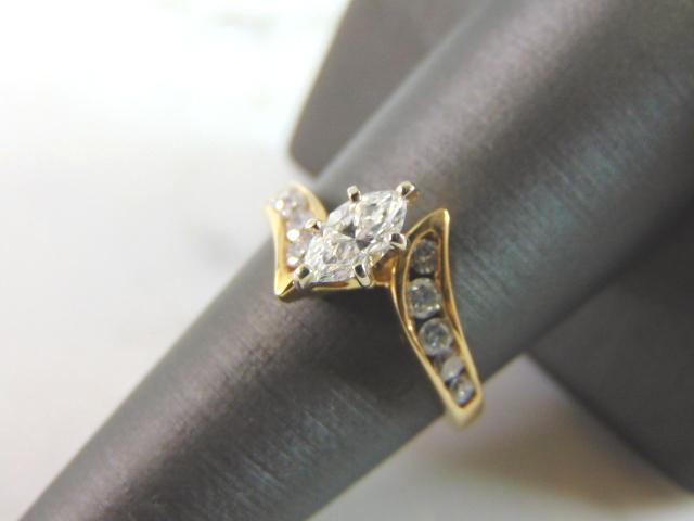 Womens Vintage 14K Yellow Gold Marquise Diamond Ring (1 of 5)