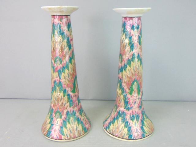 Pair of Hand Painted Porcelain Candlestick Holders (1 of 7)